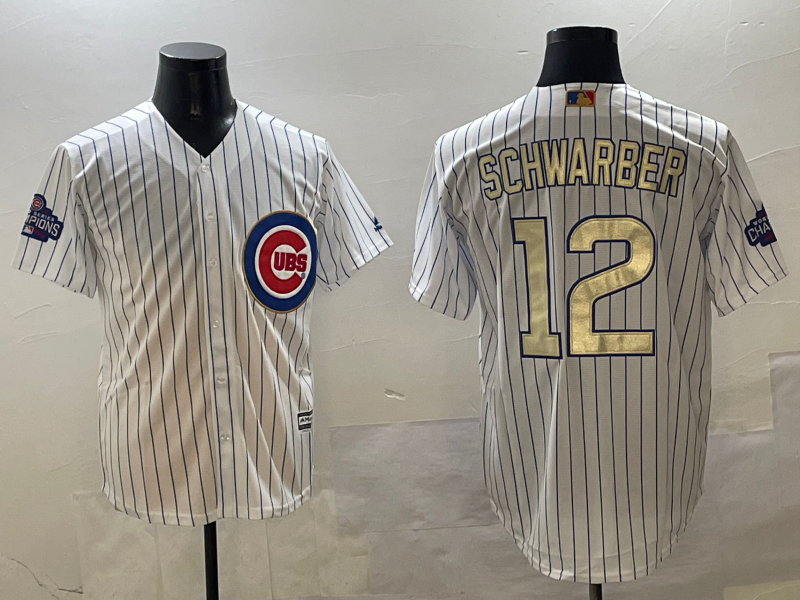 Men's Chicago Cubs Kyle Schwarber #12 White Jersey